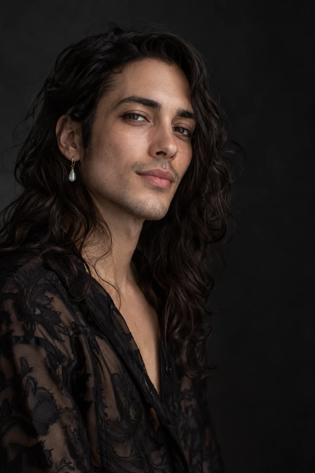Single newly imagined fictional portrait in a studio setting